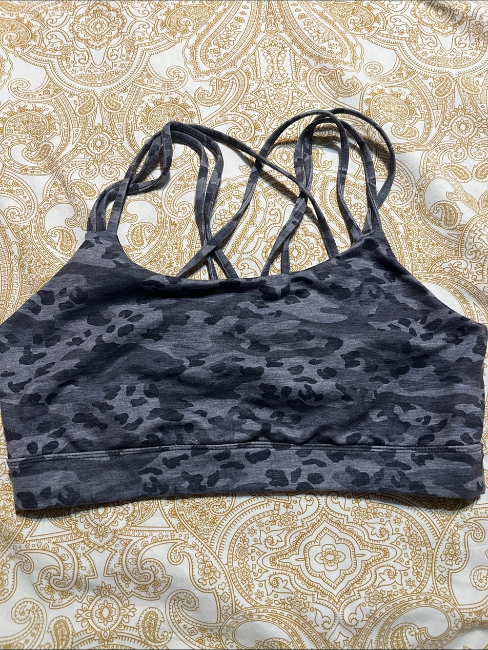 GAP Charcoal Camo Multi-Strap Sports Bra